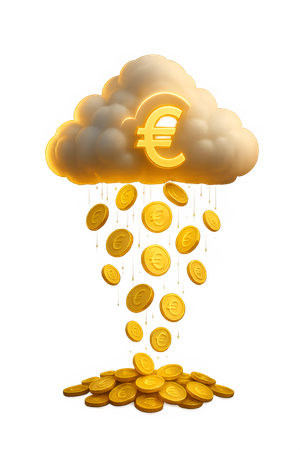 AI Euro Cloud Coins  3D Icon