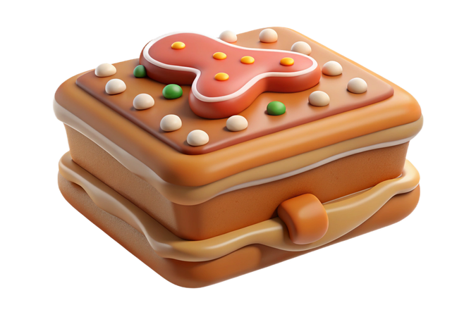 AI Festive gingerbread house shaped treat box  3D Icon