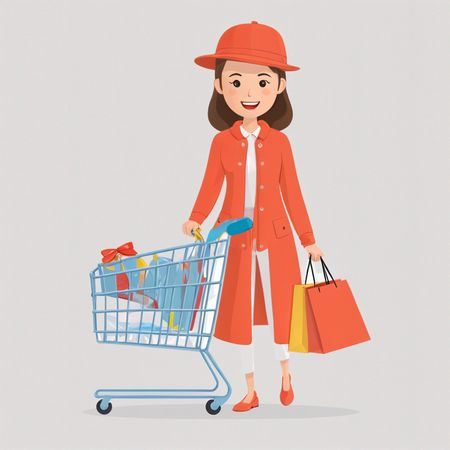 AI Frau mit Einkaufswagen  Bild