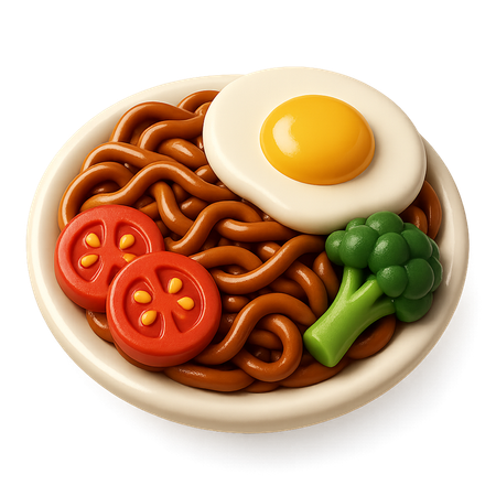 AI Fried Noodles With Egg And Vegetables  3D Icon