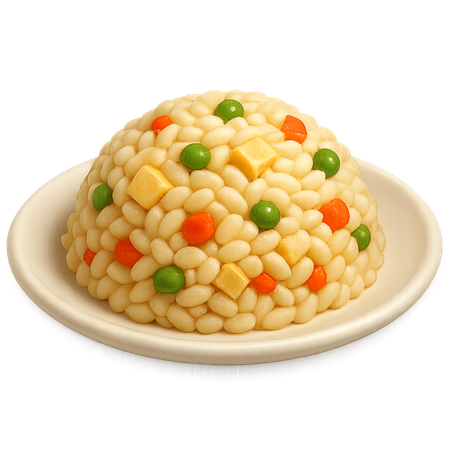 AI Fried rice with vegetables on plate  3D Icon