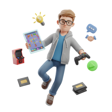 AI Game Developer Illustration