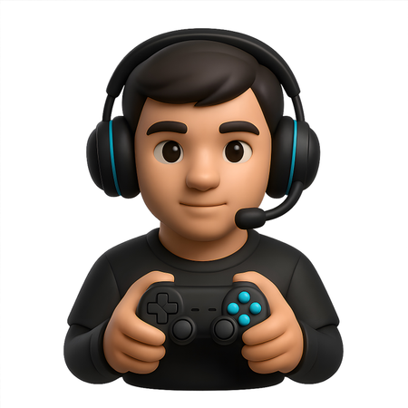 AI Gamer with Headphones and Gamepad 3D Icon