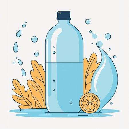 AI Garrafa de água com limão e folhas  Imagem