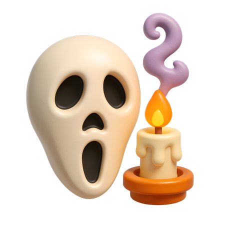 AI Ghost mask beside a smoking candle  3D Icon
