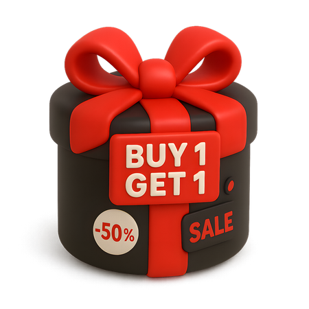 AI Gift Box with Buy One Get One Sign  3D Icon