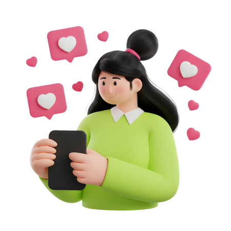 AI Girl with social media Likes  3D Illustration