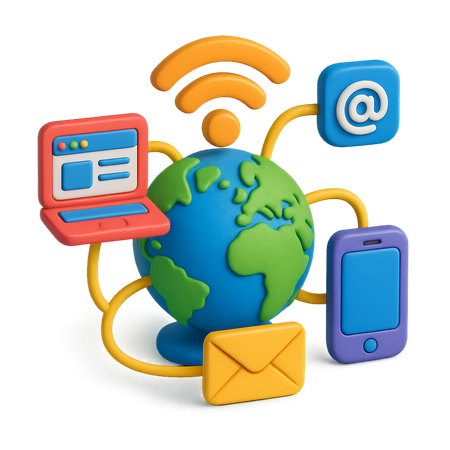 AI Globale Internetkarte  3D Icon