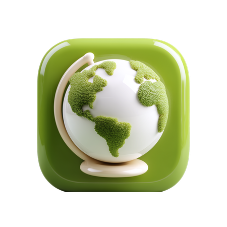 AI Globe stand 3D Icon