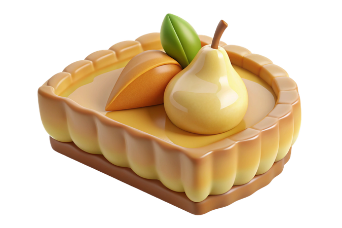 AI Gourmet pear tart dessert with fluted pastry crust  3D Icon