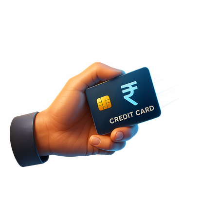 AI Hand Holding Rupee Credit Card  3D Illustration