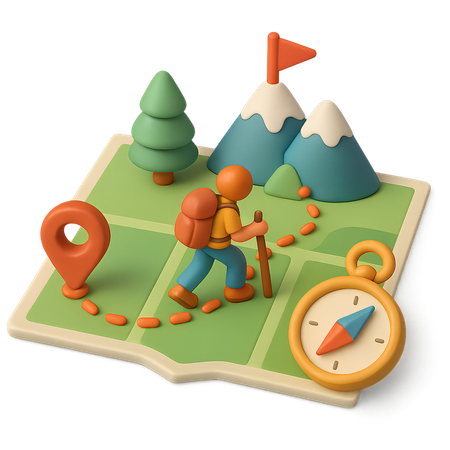 AI Hiking Adventure Route  3D Icon