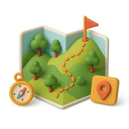 AI Hiking Trail Map  3D Icon