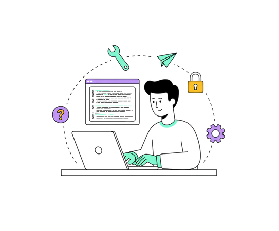 AI Hombre trabajando en el desarrollo de código  Imagen