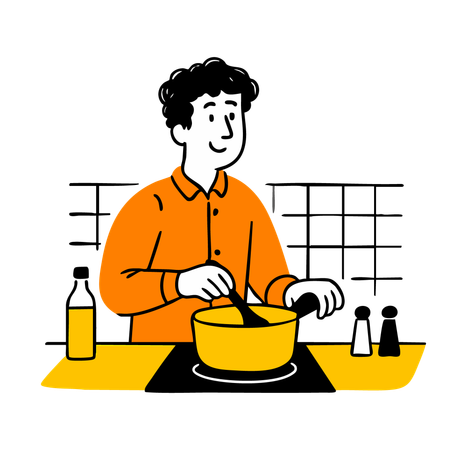 AI Homem cozinhando comida  Imagem