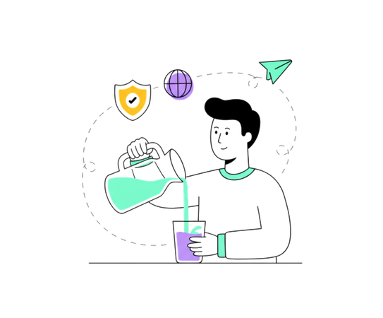 AI Homem despejando água em copo  Imagem