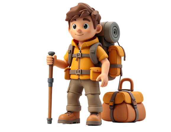 AI Homem mochilando com equipamento de trilha  Imagem