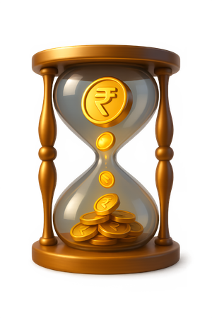 AI Hourglass with Rupee Coins Inside  3D Icon