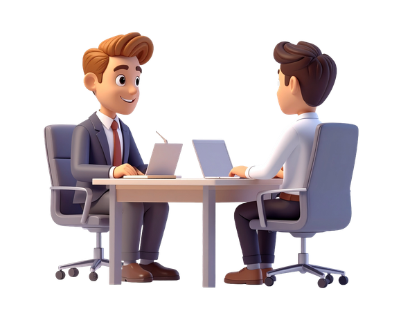 AI Hr Manager conducting job interview with candidate  3D Illustration