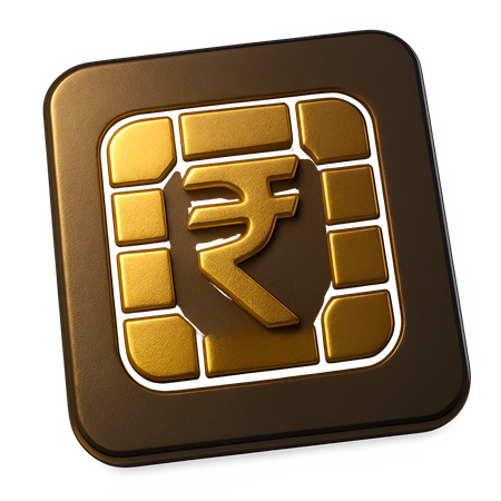 AI Imagem aproximada de um chip de cartão com o símbolo da rupia.  Imagem