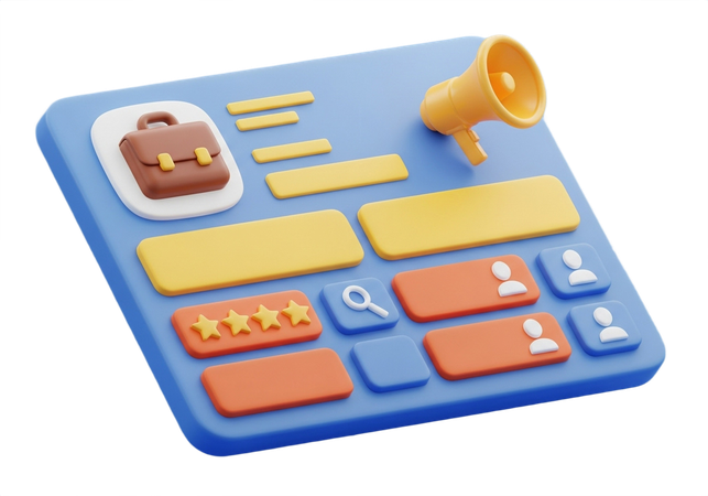 AI Job application dashboard with briefcase  3D Illustration