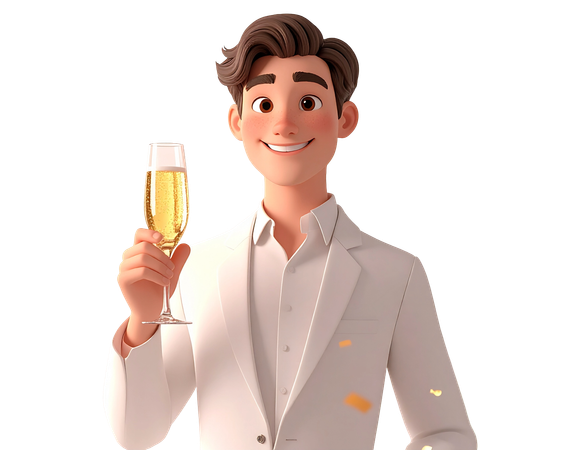 AI Jovem de smoking brindando com champanhe na festa  Imagem