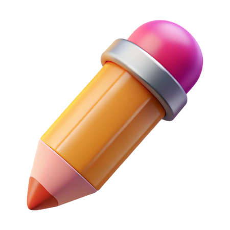 AI Lápis amarelo estilo desenho animado com borracha rosa  Imagem