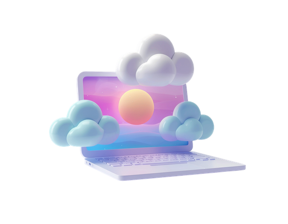 AI Laptop With Stickers  3D Icon