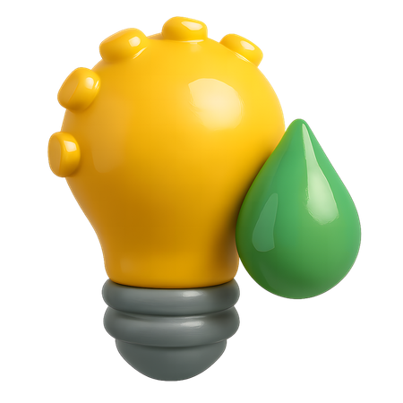 AI Light bulb with water droplet 3D Icon