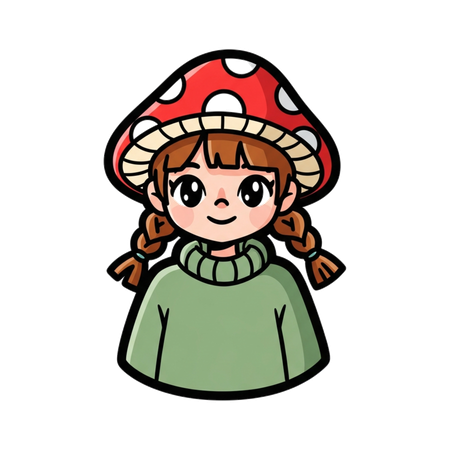 AI Mädchenfigur mit Pilzhut Bild