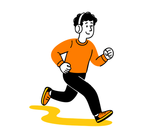 AI Man running with headphones  3D Illustration