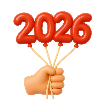 AI Mão segurando balão número 2026  Imagem