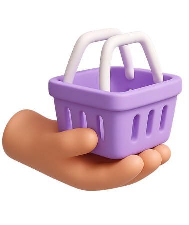 AI Mão segurando uma cesta de compras vazia  Imagem