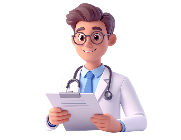 AI Médico de jaleco com estetoscópio segurando prancheta médica  Imagem