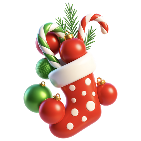 AI Meia de Natal com enfeites  Imagem