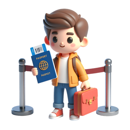 AI Menino segurando passaporte e passagem  Imagem