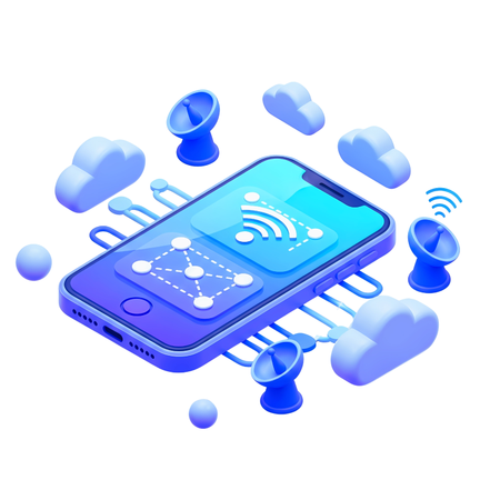 AI Mobile App Network  3D Icon