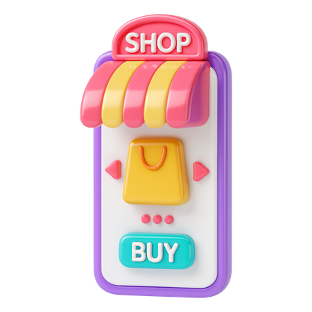 AI Mobile Shopping App With Buy Button  3D Icon