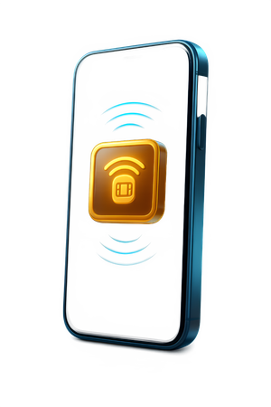 AI Mobile Wallet with Floating NFC Chip 3D Icon