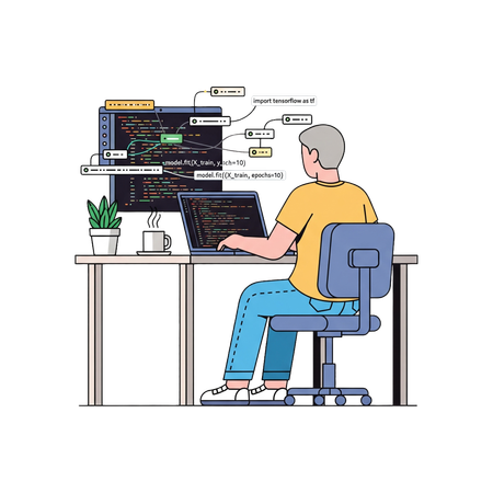 AI Modelo de aprendizaje automático de codificación de programadores  Imagen