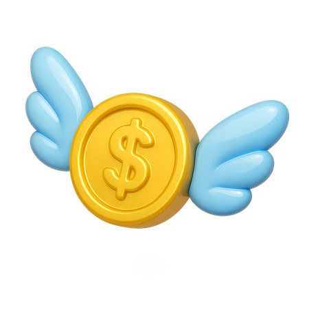 AI Moeda de ouro voadora com asas azuis Imagem