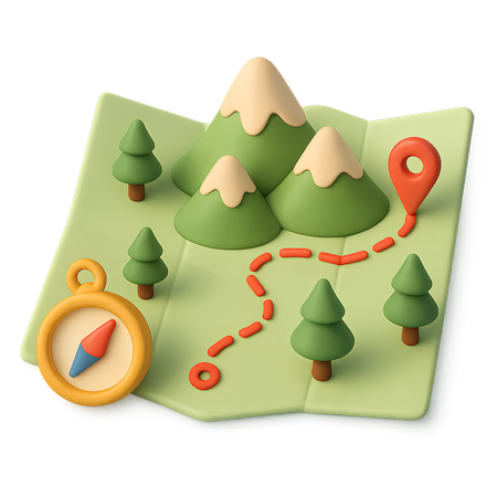 AI Mountain Trail Map  3D Icon