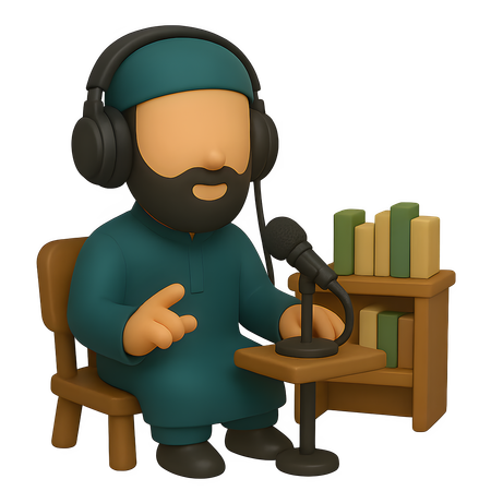 AI Muçulmano gravando podcast com microfone  Imagem