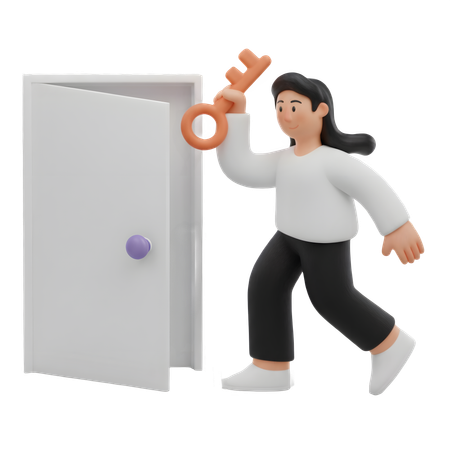 AI Mujer desbloqueando puerta  Imagen
