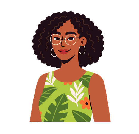 AI Mulher africana com cabelo encaracolado e óculos  Imagem