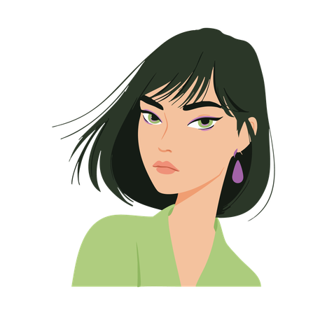 AI Mulher com cabelo curto e blusa verde  Imagem