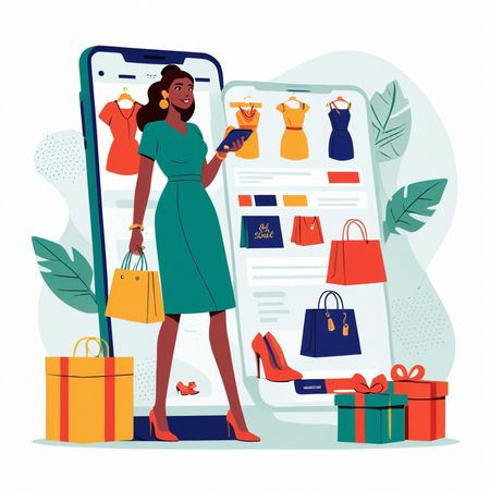 AI Mulher comprando itens de moda online  Imagem