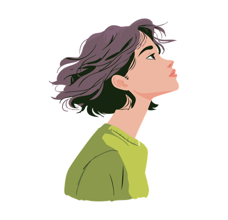 AI Mulher de cabelo curto com roupa verde  Imagem