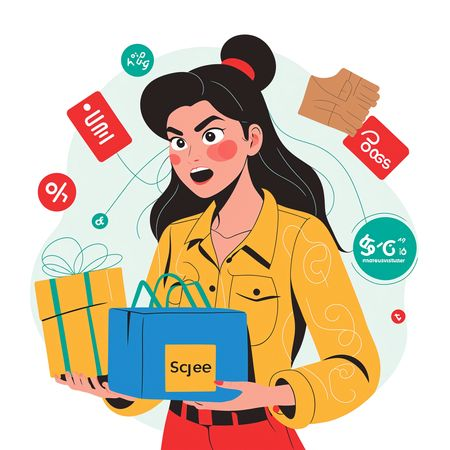 AI Mulher surpresa com sacolas de compras e presentes  Imagem