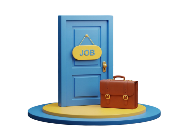 AI Open door to your next career opportunity, a new job and the perfect briefcase to carry your dreams  3D Illustration